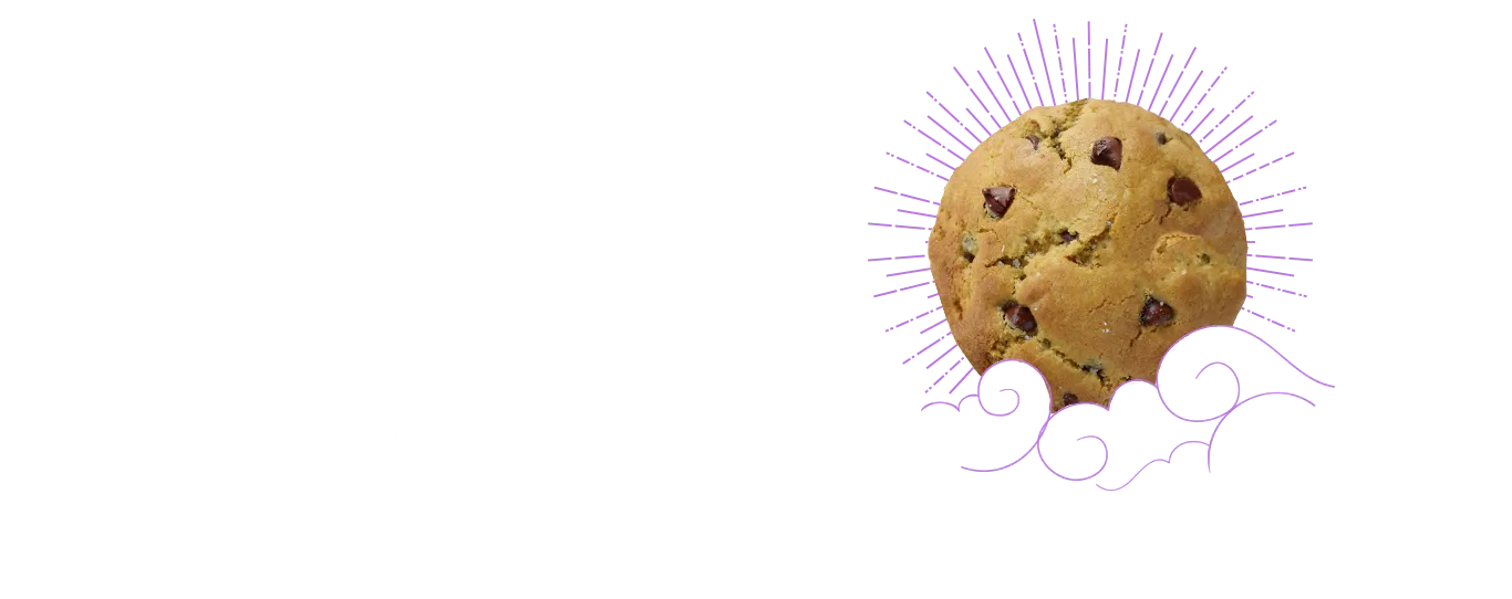 Premium A2 dairy organic chocolate chip cookie with a purple background.